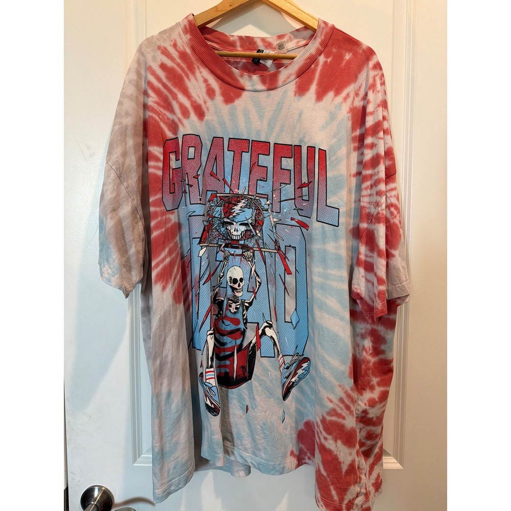 Grateful Dead H&M Divided Tie Dye Basketball Skeleton Graphic T-Shirt 3XL Mens